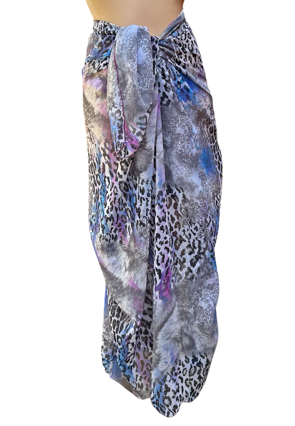 Animal print sarong swim cover up as skirt