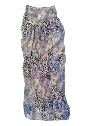 Animal print sarong swim cover up