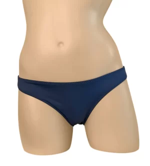 Low waist, moderate coverage bikini bottoms in indigo blue