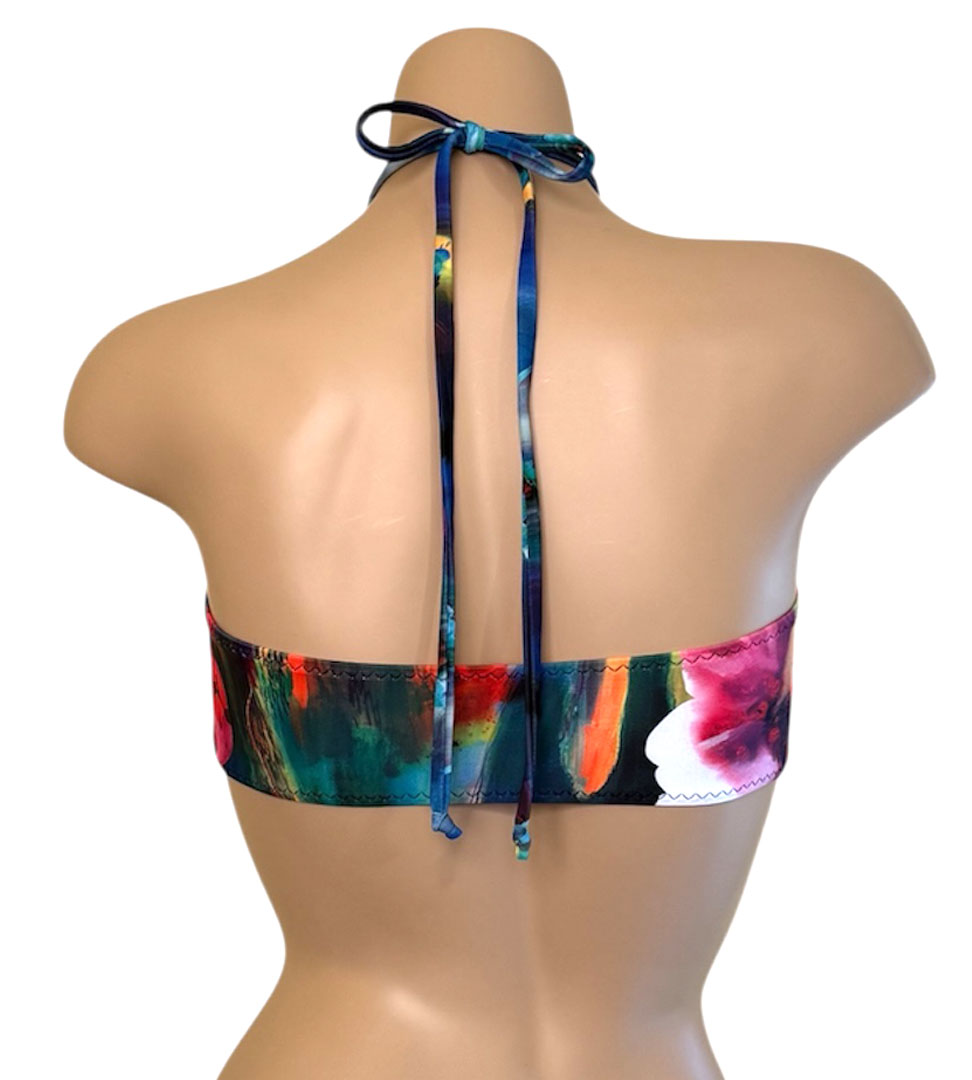 Bandeau bikini top in waterlily print back view